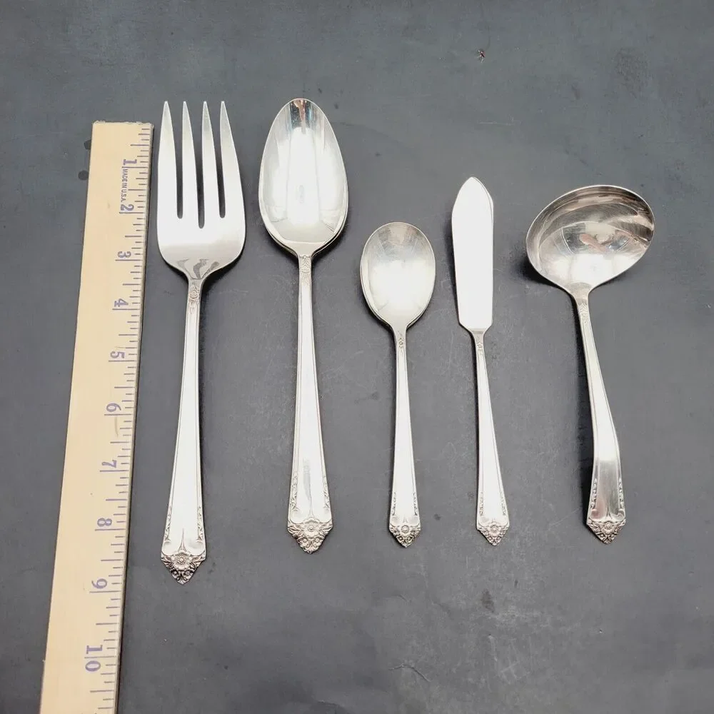 Rogers Starlight Silverplate Flatware Lot 7 pc Hostess Serving Set 50's Disconti